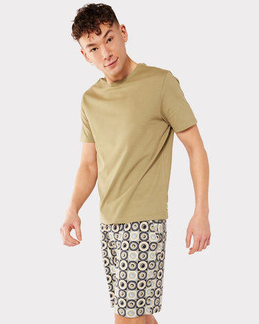 Men's Jersey Teal T-shirt & Sun/Moon Tile Print Shorts Set